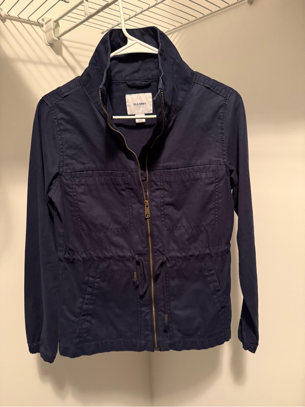 Old Navy Navy Utility Drawstring Zip Jacket